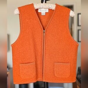 VTG Orange Wool Zip Vest by Geoffrey Beene